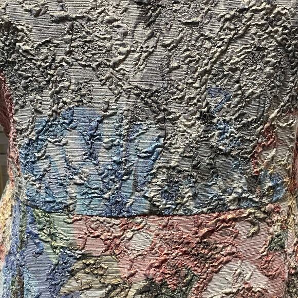 Adrianna Papell Melinda Matelasse Floral Column Gown Size 12 Cap Sleeves Shimmer - Picture 6 of 10